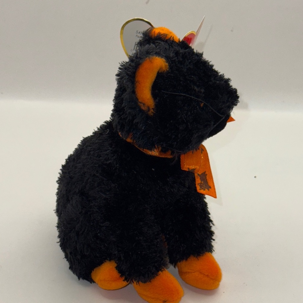 Vintage Ty Beanie Babies Black and Orange "frauds Cat" Plush Toy - Picture 5 of 5